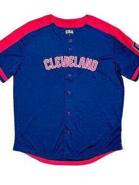Cleveland Guardians CSA Embroidered Button Up Baseball Jersey, Men's Large